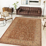 handmade Traditional Kafkaz Brown Tan Hand Knotted RECTANGLE 100% WOOL area rug 10 x 13