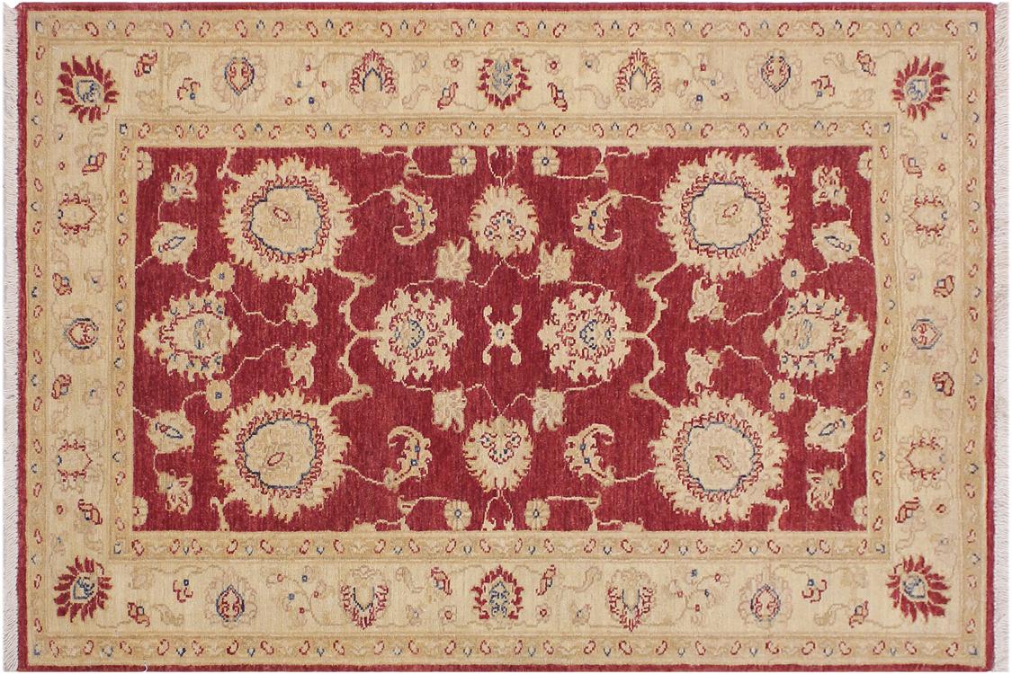 handmade Traditional Kafkaz Red Ivory Hand Knotted RECTANGLE 100% WOOL area rug 3 x 5