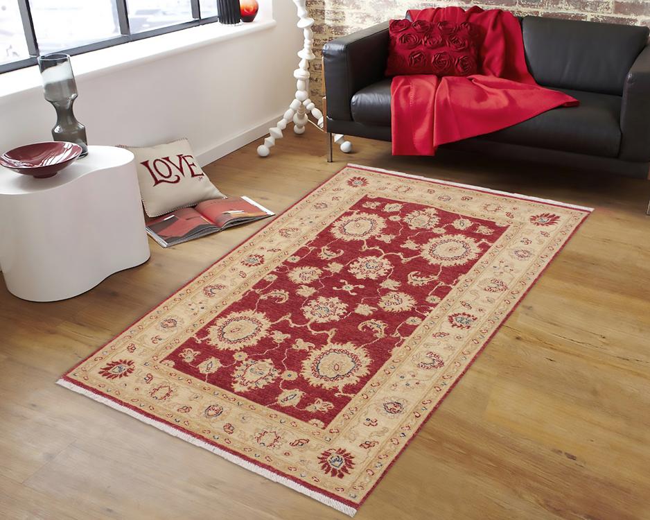 handmade Traditional Kafkaz Red Ivory Hand Knotted RECTANGLE 100% WOOL area rug 3 x 5