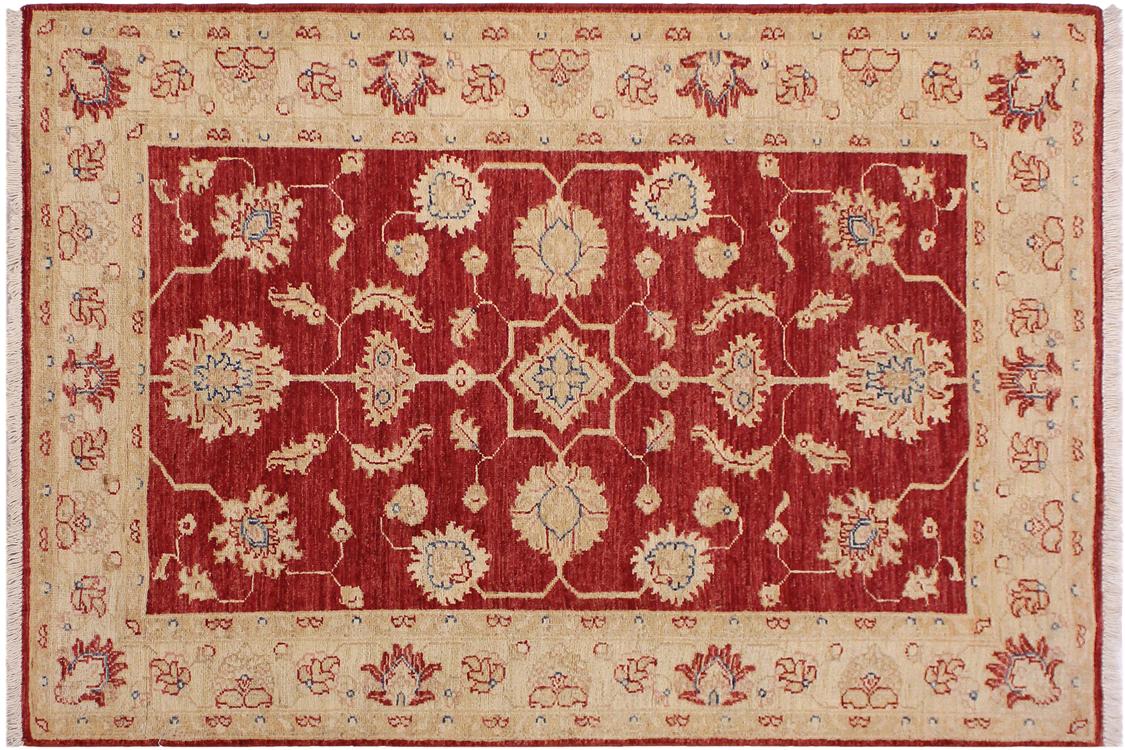 handmade Traditional Kafkaz Red Ivory Hand Knotted RECTANGLE 100% WOOL area rug 3 x 5