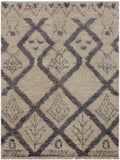 handmade Modern Moroccan Ivory Grey Hand Knotted RECTANGLE 100% WOOL area rug 4x6