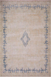 handmade Vintage Vintage Brown Blue Hand Knotted RECTANGLE 100% WOOL area rug 10x13