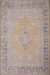 handmade Vintage Vintage Brown Blue Hand Knotted RECTANGLE 100% WOOL area rug 10x13