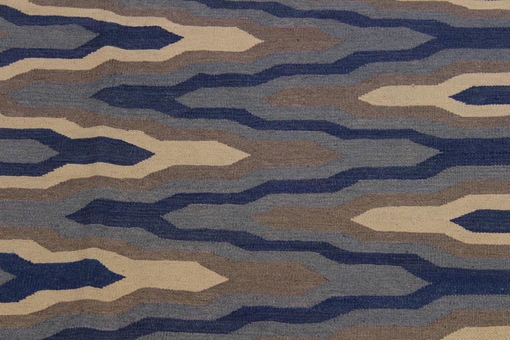 Flat Weave Kilim, Antique, Navaho, Vintage, Handmade, Modern Kilim Ivory Grey Hand-Woven Rectangle 100% Wool Area Rug 5 x 7