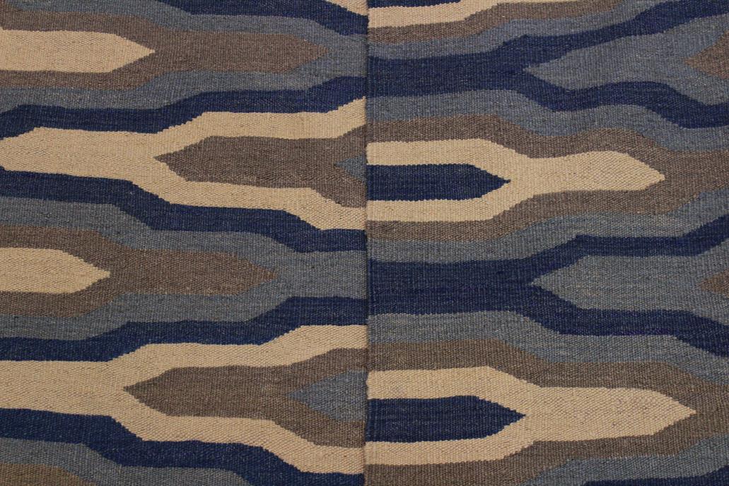 Flat Weave Kilim, Antique, Navaho, Vintage, Handmade, Modern Kilim Ivory Grey Hand-Woven Rectangle 100% Wool Area Rug 5 x 7