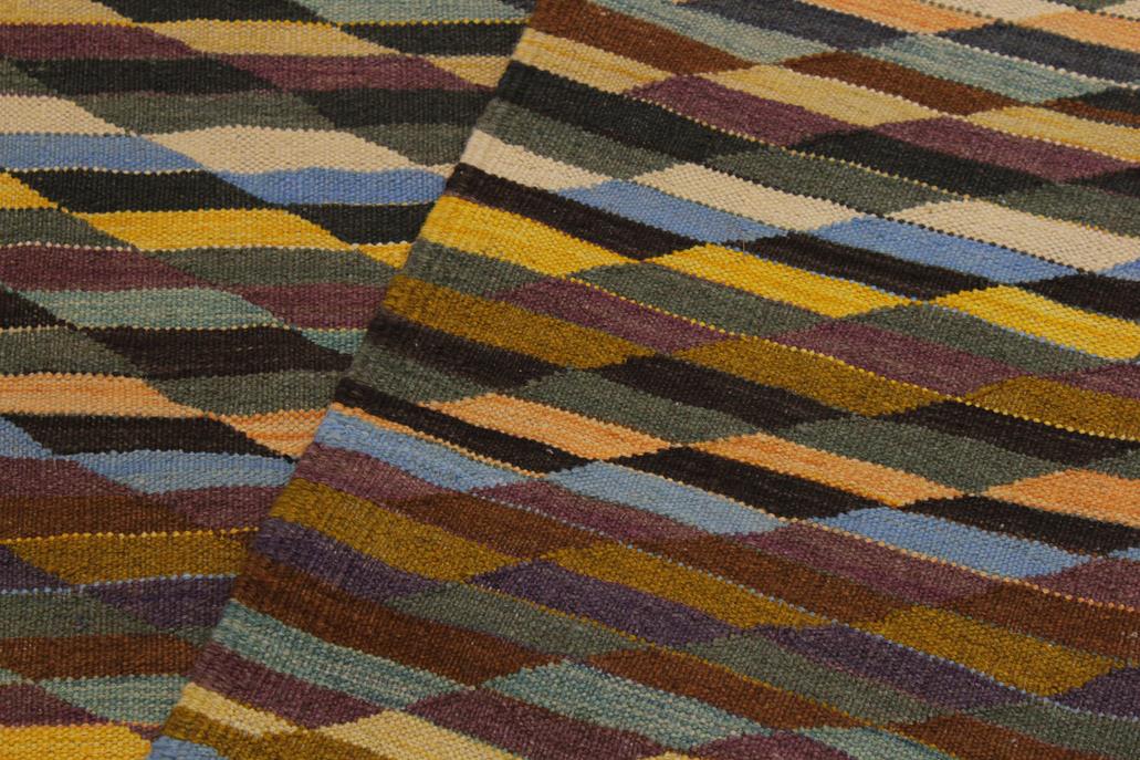 Flat Weave Kilim, Antique, Navaho, Vintage, Handmade, Modern Kilim Ivory Black Hand-Woven Rectangle 100% Wool Area Rug 6 x 8