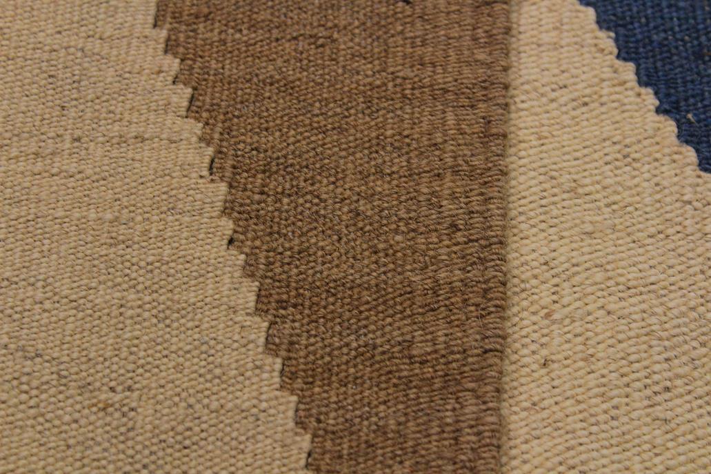Flat Weave Kilim, Antique, Navaho, Vintage, Handmade, Modern Kilim Ivory Blue Hand-Woven Rectangle 100% Wool Area Rug 4 x 6