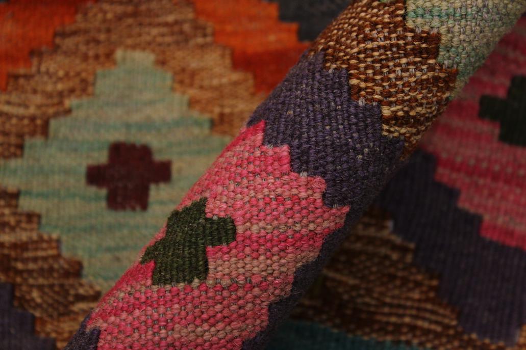 Flat Weave Kilim, Antique, Navaho, Vintage, Handmade, Modern Kilim Brown Pink Hand-Woven Rectangle 100% Wool Area Rug 5 x 6