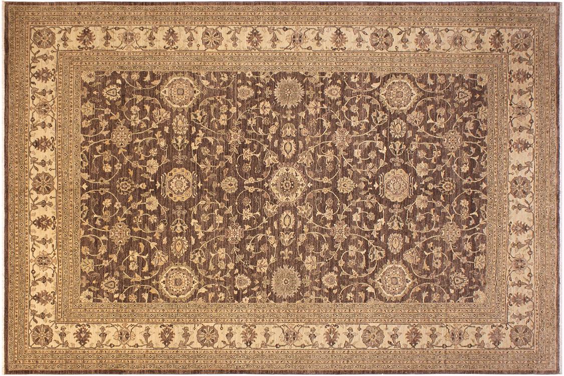handmade Traditional Kafkaz Brown Ivory Hand Knotted RECTANGLE 100% WOOL area rug 10 x 13