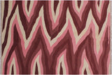 Flat Weave Kilim, Antique, Navaho, Vintage, Handmade, Modern Kilim Red Pink Hand-Woven Rectangle 100% Wool Area Rug 4 x 6
