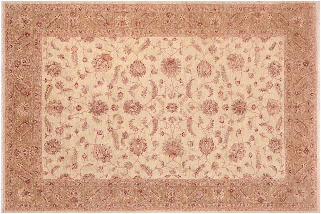 handmade Traditional Kafkaz Ivory Green Hand Knotted RECTANGLE 100% WOOL area rug 10 x 14