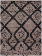 handmade Modern Moroccan Lt. Brown Black Hand Knotted RECTANGLE 100% WOOL area rug 4x6