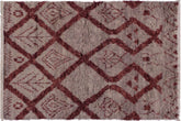 handmade Geometric Moroccan Lt. Gray Rust Hand Knotted RECTANGLE 100% WOOL area rug 4' x 6'