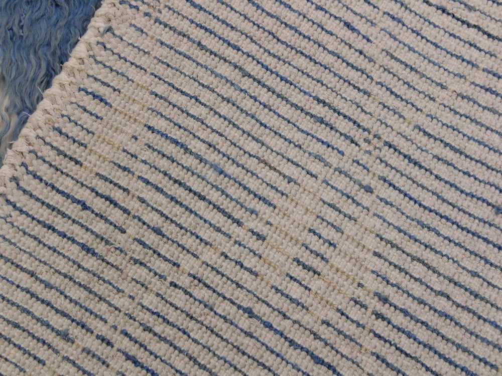 handmade Modern Moroccan Lt. Blue Ivory Hand Knotted RECTANGLE 100% WOOL area rug 4x6