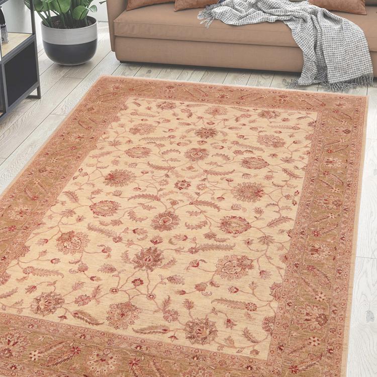 handmade Traditional Kafkaz Ivory Green Hand Knotted RECTANGLE 100% WOOL area rug 10 x 14