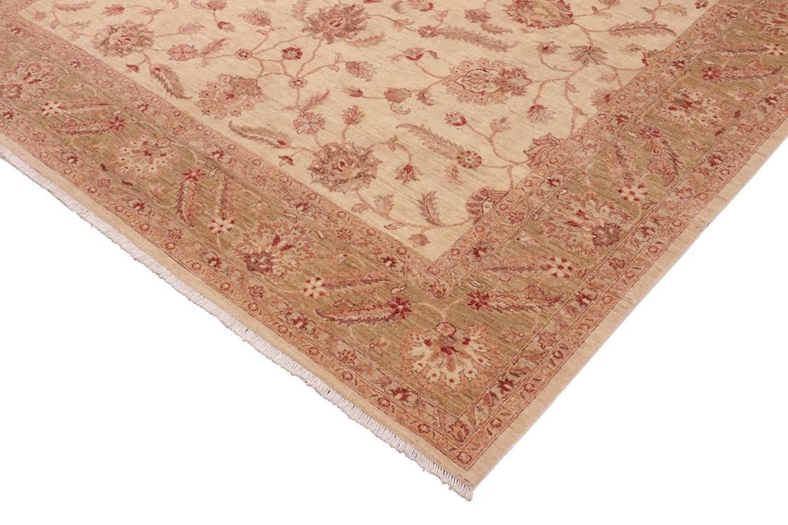 handmade Traditional Kafkaz Ivory Green Hand Knotted RECTANGLE 100% WOOL area rug 10 x 14