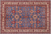 handmade Geometric Super Kazak Lt. Blue Ivory Hand Knotted RECTANGLE 100% WOOL area rug 6' x 9'