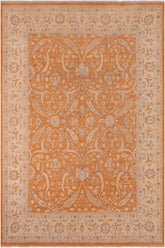 handmade Traditional Kafkaz Orange Ivory Hand Knotted RECTANGLE 100% WOOL area rug 10X14