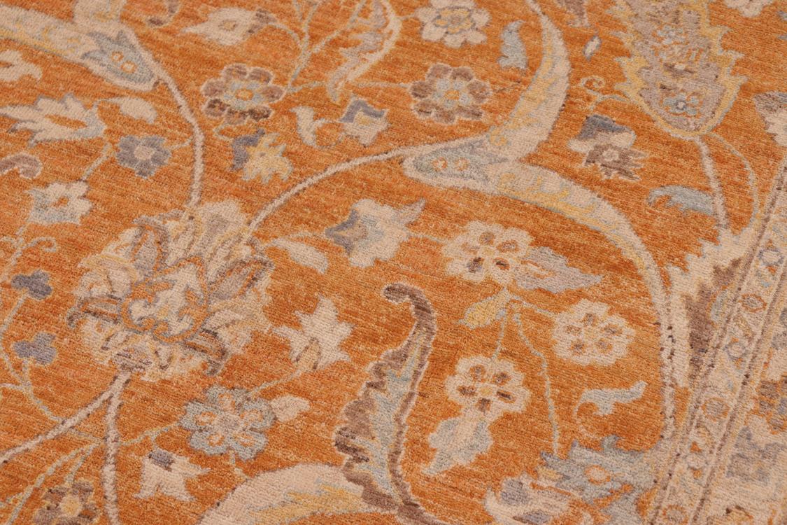 handmade Traditional Kafkaz Orange Ivory Hand Knotted RECTANGLE 100% WOOL area rug 10 x 14