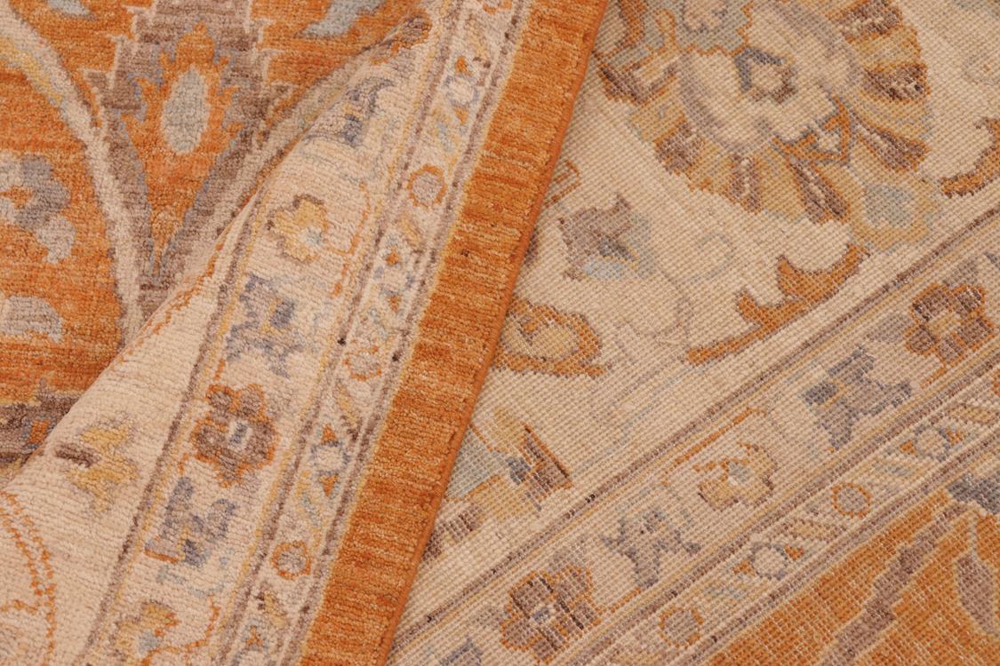 handmade Traditional Kafkaz Orange Ivory Hand Knotted RECTANGLE 100% WOOL area rug 10 x 14