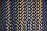 Flat Weave Kilim, Antique, Navaho, Vintage, Handmade, Modern Kilim Black Blue Hand-Woven Rectangle 100% Wool Area Rug 9 x 12