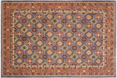 handmade Geometric Kazak Light Blue Red Hand Knotted RECTANGLE 100% WOOL area rug 10x14
