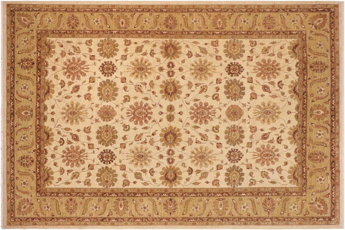 handmade Traditional Kafkaz Beige Green Hand Knotted RECTANGLE 100% WOOL area rug 10 x 14