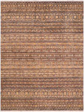 handmade Geometric Khorgeen Gray Gold Hand Knotted RECTANGLE 100% WOOL area rug 6x8