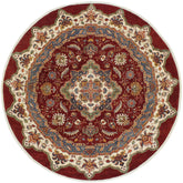 handmade Geometric Kurjean Red Beige Hand Knotted ROUND 100% WOOL area rug 10x10