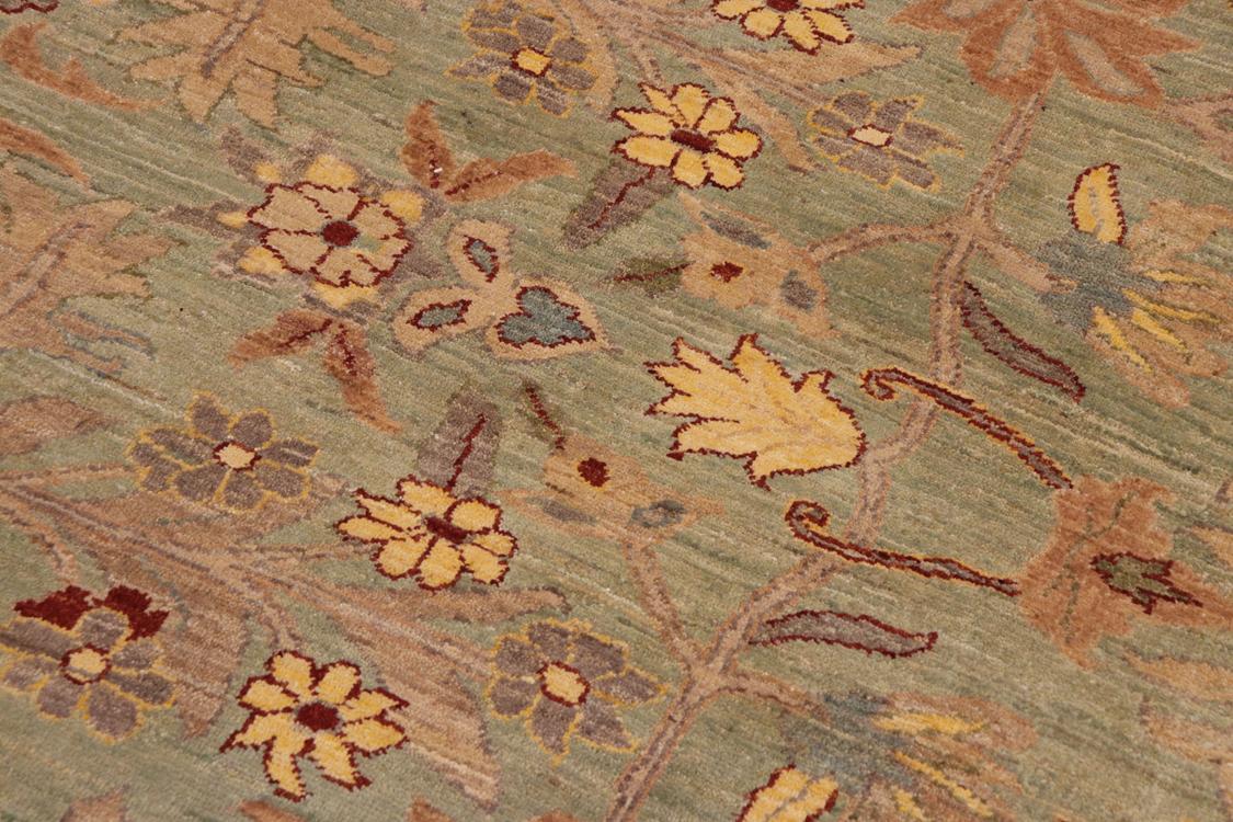 handmade Traditional Kafkaz Green Tan Hand Knotted RECTANGLE 100% WOOL area rug 10 x 14