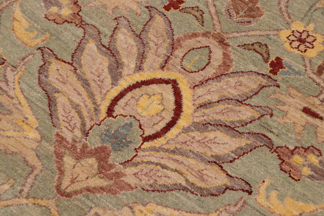 handmade Traditional Kafkaz Green Tan Hand Knotted RECTANGLE 100% WOOL area rug 10 x 14