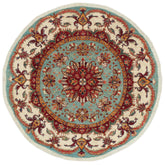 handmade Geometric Kurjean Blue Beige Hand Knotted ROUND 100% WOOL area rug 5x5