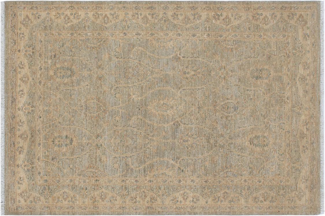 handmade Traditional Kafkaz Gray Beige Hand Knotted RECTANGLE 100% WOOL area rug 4 x 6