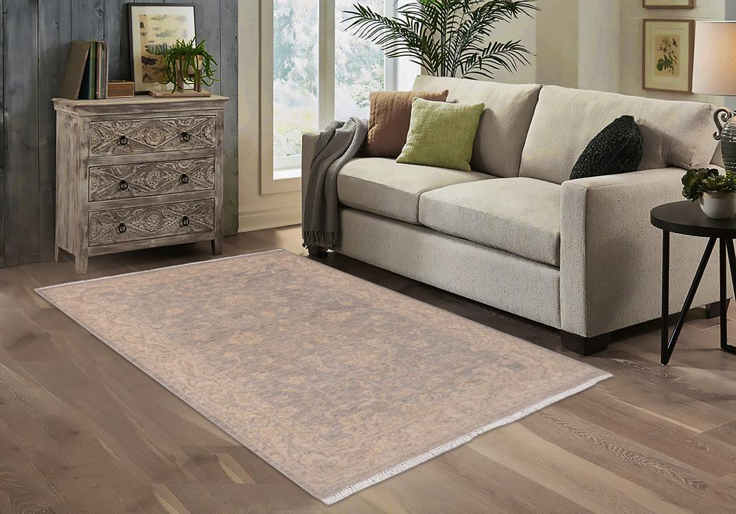 handmade Traditional Kafkaz Grey Beige Hand Knotted RECTANGLE 100% WOOL area rug 4 x 6