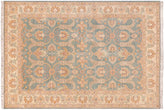handmade Transitional Kafkaz Green Beige Hand Knotted RECTANGLE 100% WOOL area rug 5' x 7'