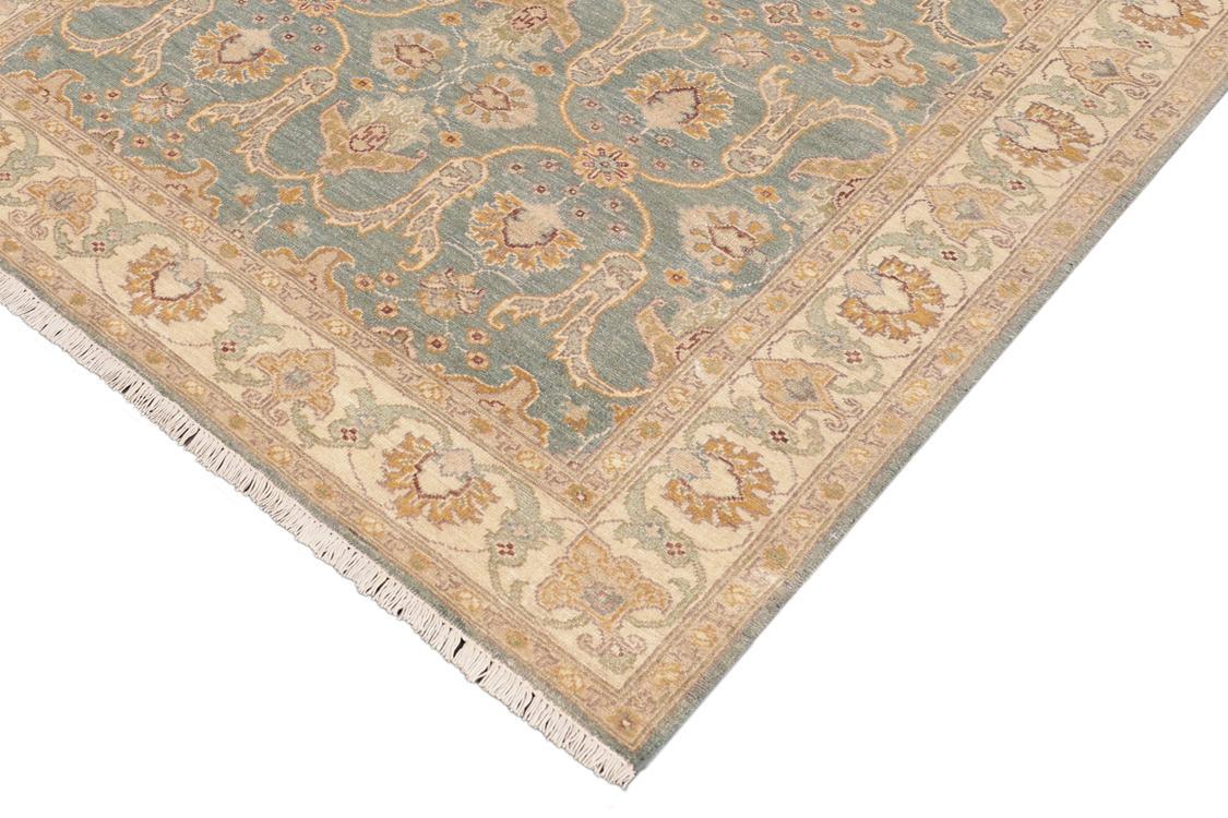 handmade Traditional Kafkaz Green Beige Hand Knotted RECTANGLE 100% WOOL area rug 5 x 7