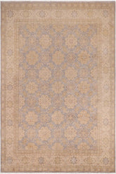 handmade Traditional Kafkaz Gray Beige Hand Knotted RECTANGLE 100% WOOL area rug 9X12