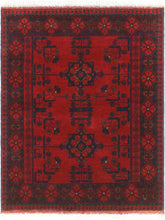 handmade Tribal Biljik Khal Mohammadi Red Blue Hand Knotted RECTANGLE 100% WOOL area rug 3x4