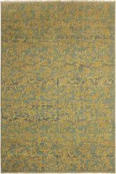 handmade Modern Kafkaz Lt. Blue Lt. Gold Hand Knotted RECTANGLE 100% WOOL area rug 10X14
