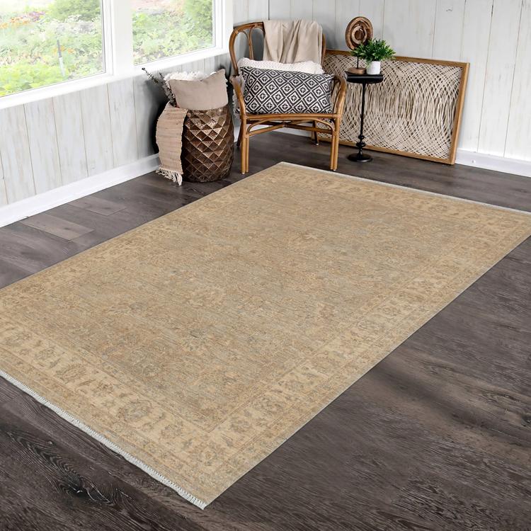 handmade Traditional Kafkaz Grey Beige Hand Knotted RECTANGLE 100% WOOL area rug 5 x 7