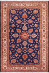 handmade Geometric Super Kazak Blue Beige Hand Knotted RECTANGLE 100% WOOL area rug 8X11