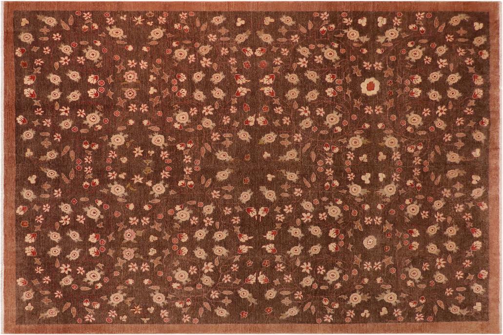 handmade Transitional Kafkaz Brown Rust Hand Knotted RECTANGLE 100% WOOL area rug 10 x 14