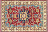 handmade Geometric Kazak Red Beige Hand Knotted RECTANGLE 100% WOOL area rug 6'X9'