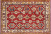 handmade Geometric Kazak Red Beige Hand Knotted RECTANGLE 100% WOOL area rug 9'X12'