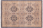 handmade Transitional Kafkaz Blue Beige Hand Knotted RECTANGLE 100% WOOL area rug 5' x 7'
