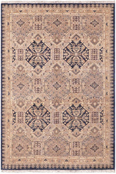 handmade Transitional Kafkaz Blue Beige Hand Knotted RECTANGLE 100% WOOL area rug 5X7
