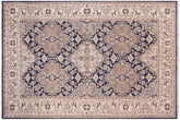 handmade Transitional Kafkaz Blue Beige Hand Knotted RECTANGLE 100% WOOL area rug 6' x 9'