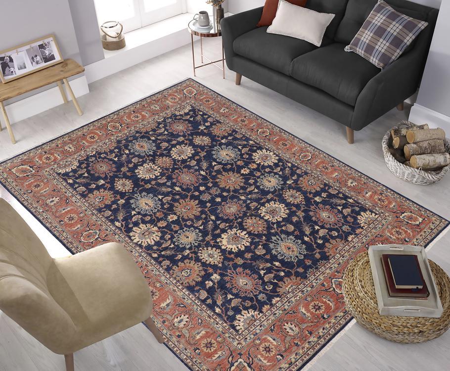 handmade Traditional Kafkaz Blue Rust Hand Knotted RECTANGLE 100% WOOL area rug 8 x 10