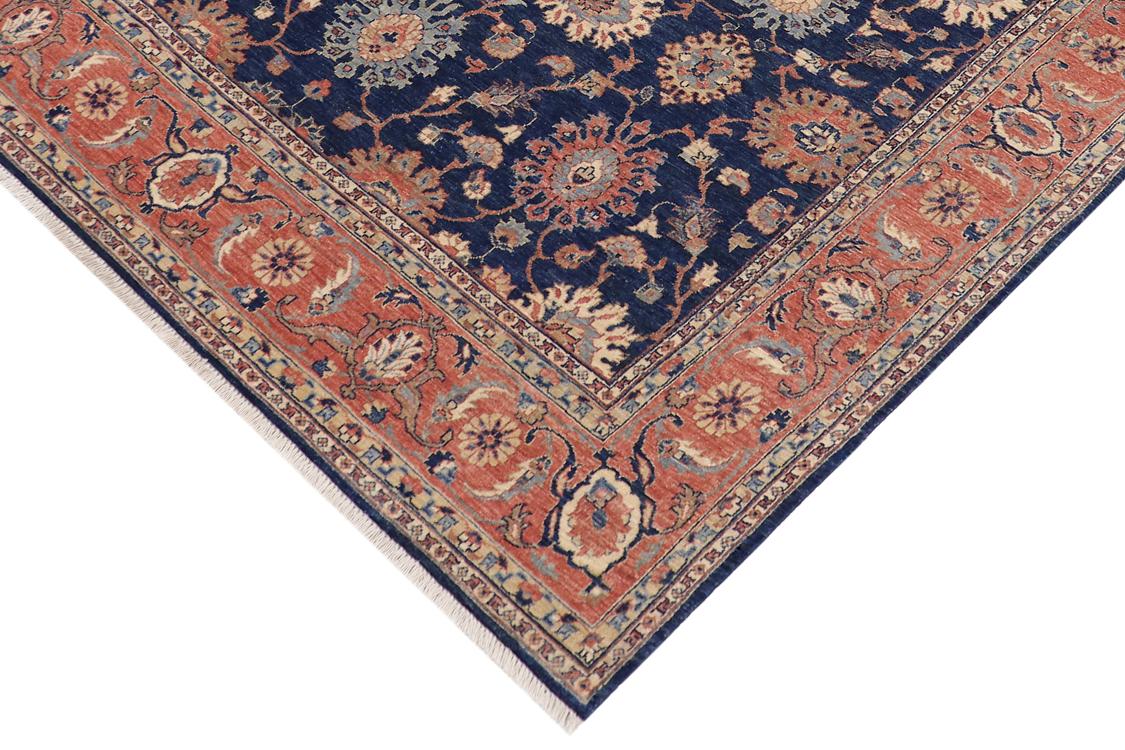 handmade Traditional Kafkaz Blue Rust Hand Knotted RECTANGLE 100% WOOL area rug 8 x 10