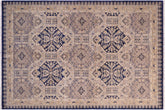 handmade Transitional Kafkaz Blue Beige Hand Knotted RECTANGLE 100% WOOL area rug 5' x 7'
